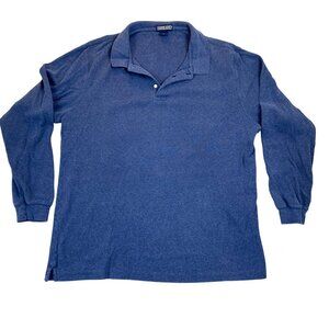 Lands End Men's Long-Sleeve Polo shirt XL Tall Blue 100% Cotton